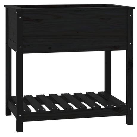 Vidaxx Pflanzgefäß mit Ablage 82,5x54x81 cm massives Kiefernholz schwarz