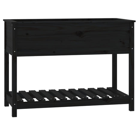 Vidaxx Pflanzgefäß mit Ablage 111,5x54x81 cm massives Kiefernholz schwarz