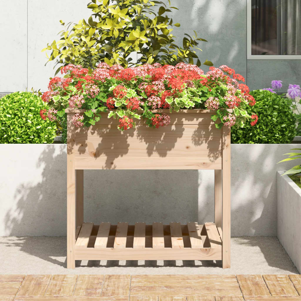 Vidaxx Pflanzgefäß mit Ablage 82,5x82,5x81 cm massives Kiefernholz
