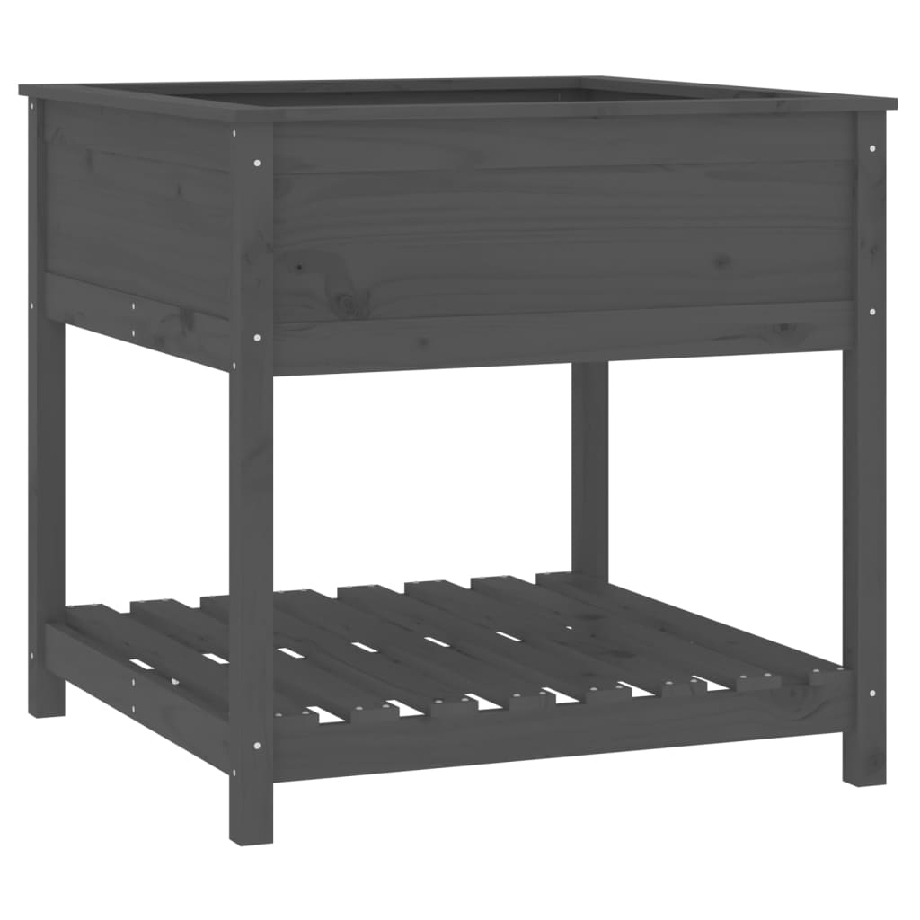 Vidaxx Pflanzgefäß mit Ablage 82,5x82,5x81 cm massives Kiefernholz grau