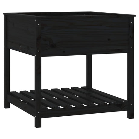 Vidaxx Pflanzgefäß mit Ablage 82,5x82,5x81 cm massives Kiefernholz schwarz