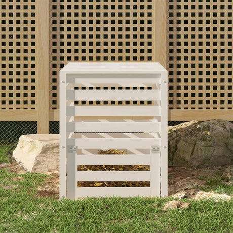 Vidaxx Kompostbehälter 63,5x63,5x77,5 cm massives Kiefernholz weiß