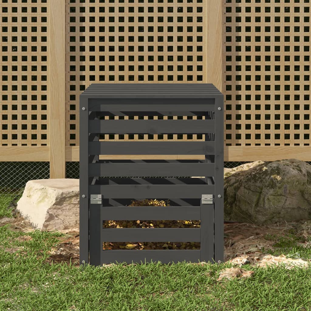 Vidaxx Kompostbehälter 63,5x63,5x77,5 cm massives Kiefernholz grau