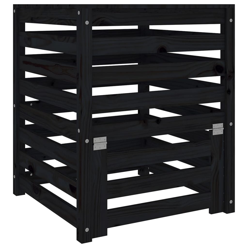 Vidaxx Kompostbehälter 63,5x63,5x77,5 cm massives Kiefernholz schwarz