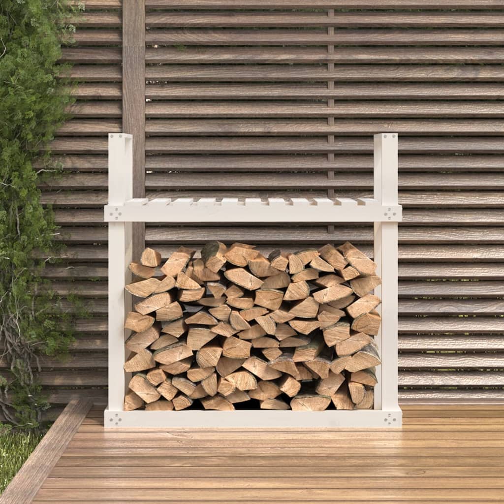 Vidaxx Kaminholzregal 110x35x108,5 cm massives Kiefernholz weiß