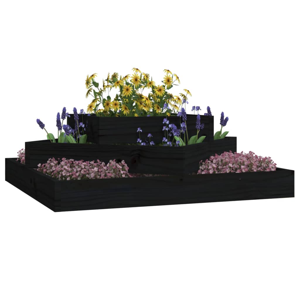 VidaXL Pflanzgefäß 83x83x27 cm massives Kiefernholz schwarz
