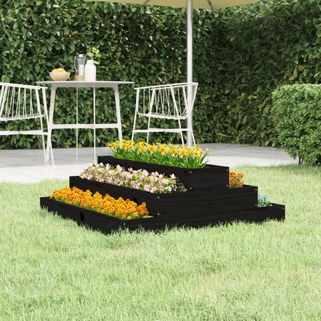 Vidaxx Pflanzgefäß 80x80x27 cm massives Kiefernholz schwarz