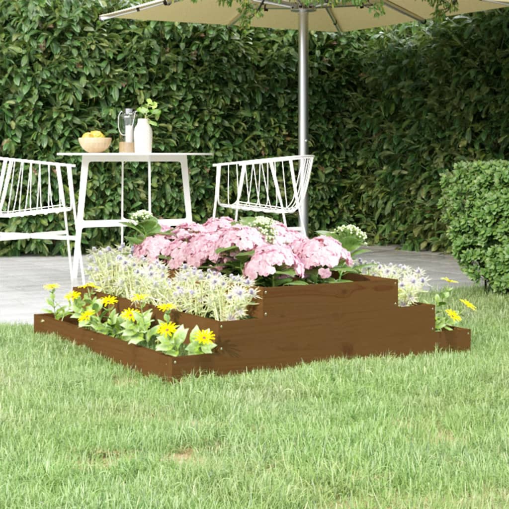 Vidaxx Pflanzgefäß 110x110x27 cm massives Kiefernholz honigbraun