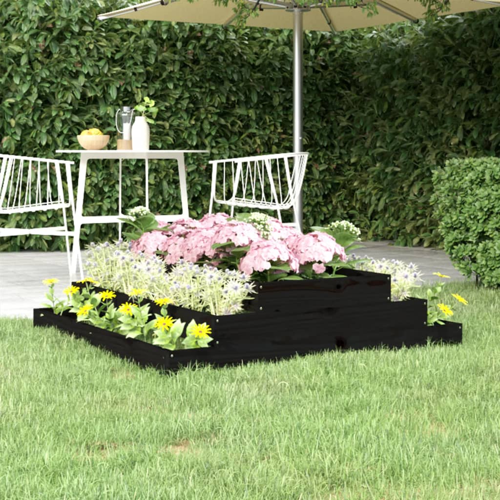 Vidaxx Pflanzgefäß 110x110x27 cm massives Kiefernholz schwarz