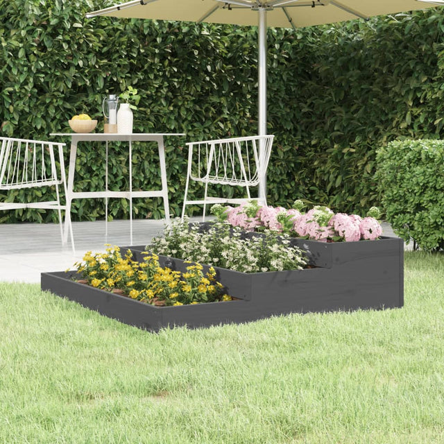 Vidaxx Pflanzgefäß 107x107x27 cm massives Kiefernholz grau