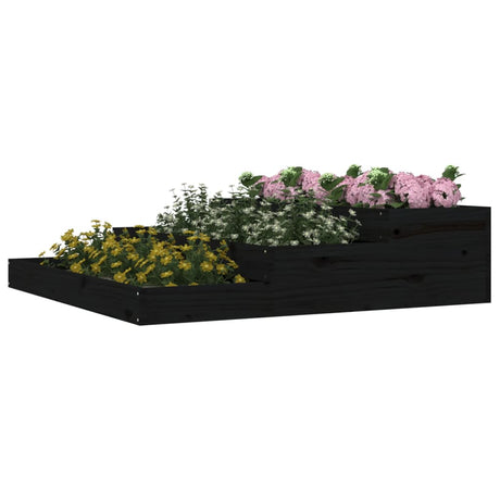 Vidaxx Pflanzgefäß 107x107x27 cm massives Kiefernholz schwarz