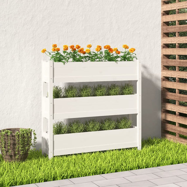 Vidaxx Pflanzgefäß 112x25x104,5 cm massives Kiefernholz weiß
