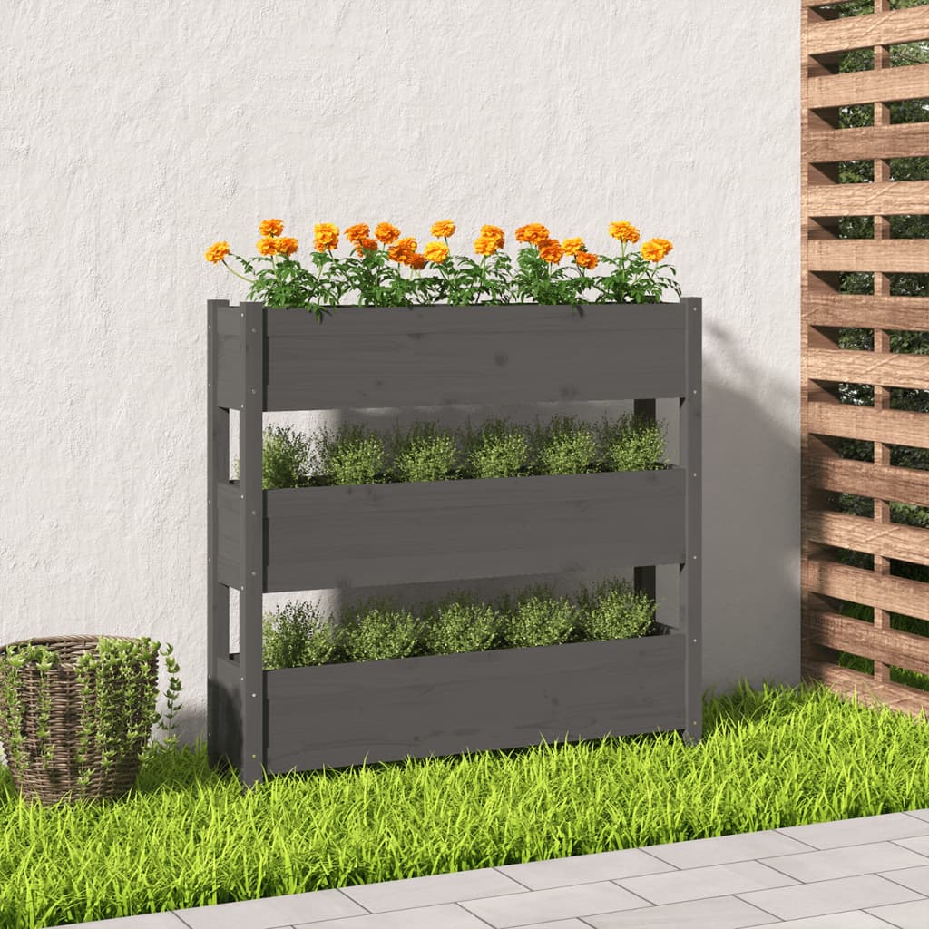 Vidaxx Pflanzgefäß 112x25x104,5 cm massives Kiefernholz grau