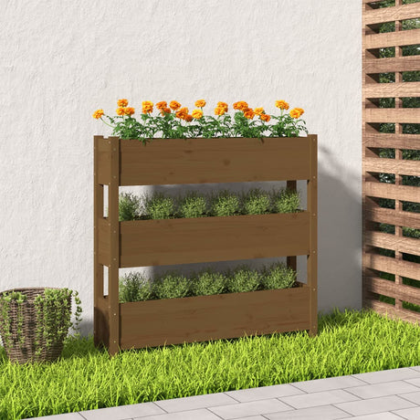 Vidaxx Pflanzgefäß 112x25x104,5 cm massives Kiefernholz honigbraun