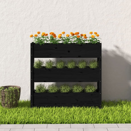 Vidaxx Pflanzgefäß 112x25x104,5 cm massives Kiefernholz schwarz