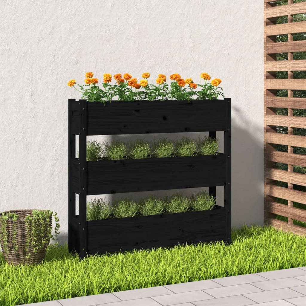 Vidaxx Pflanzgefäß 112x25x104,5 cm massives Kiefernholz schwarz