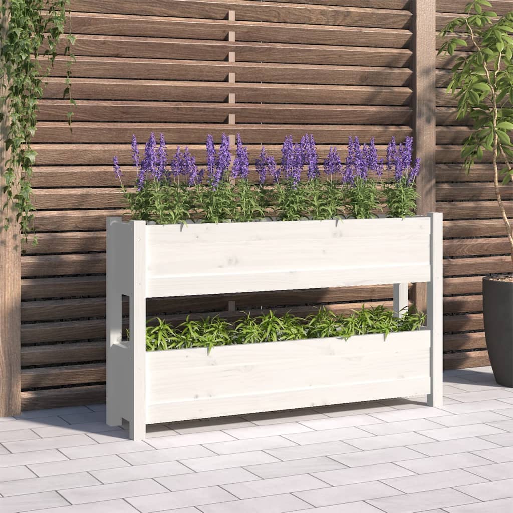 Vidaxx Pflanzgefäß 112x25x66 cm massives Kiefernholz weiß