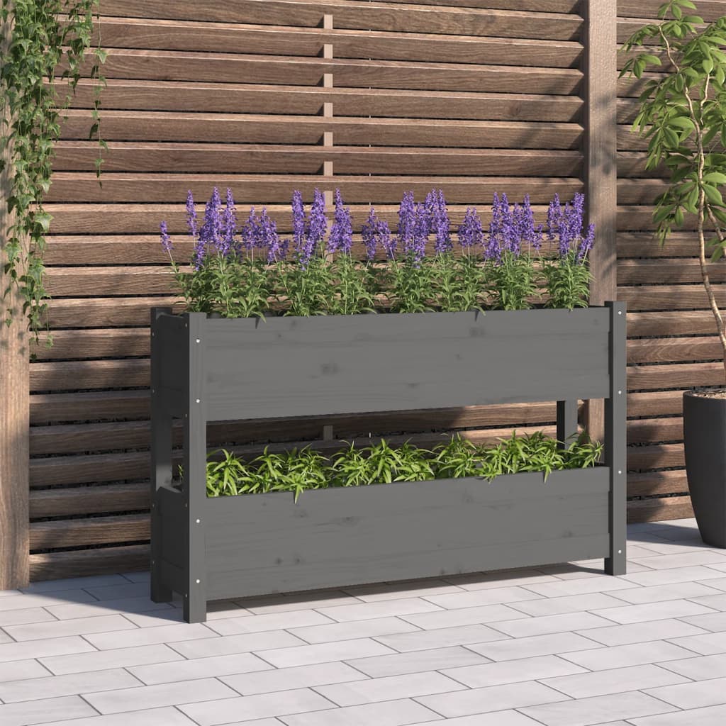 Vidaxx Pflanzgefäß 112x25x66 cm massives Kiefernholz grau