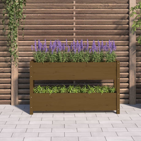Vidaxx Pflanzgefäß 112x25x66 cm massives Kiefernholz honigbraun
