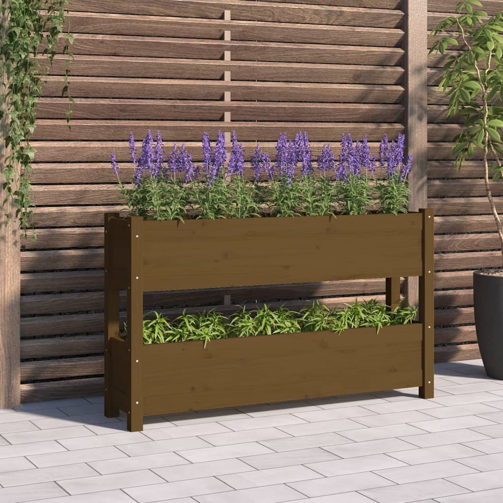 Vidaxx Pflanzgefäß 112x25x66 cm massives Kiefernholz honigbraun