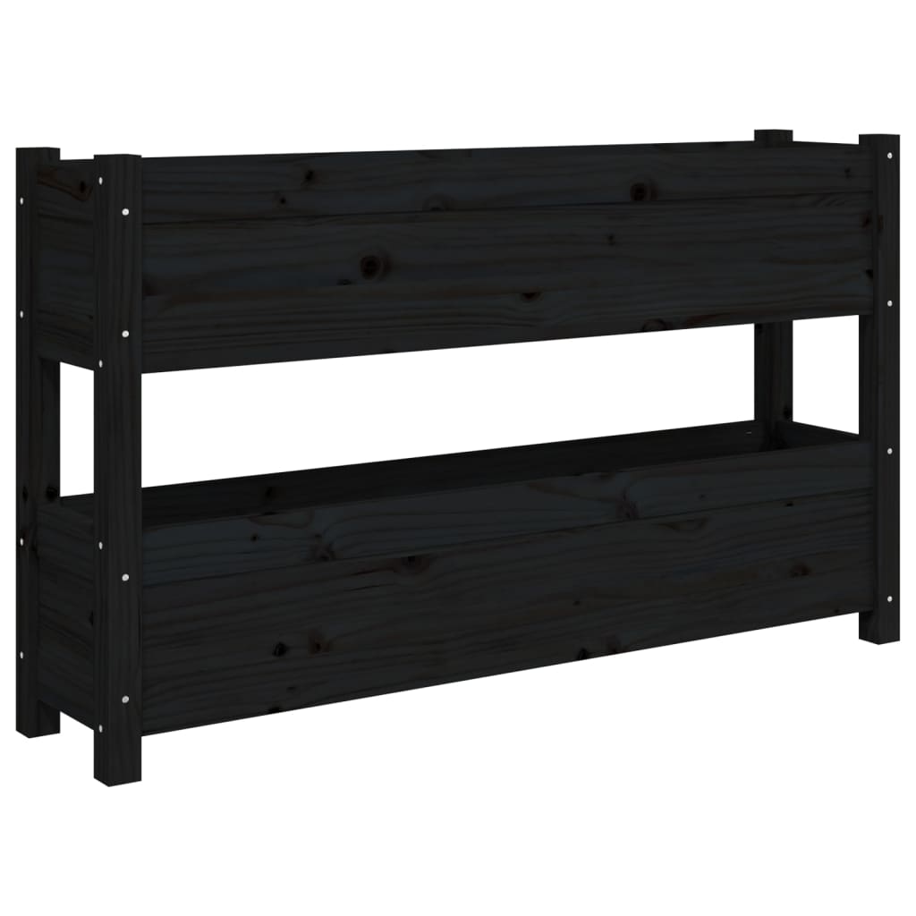 VidaXL Pflanzgefäß 112x25x66 cm massives Kiefernholz schwarz