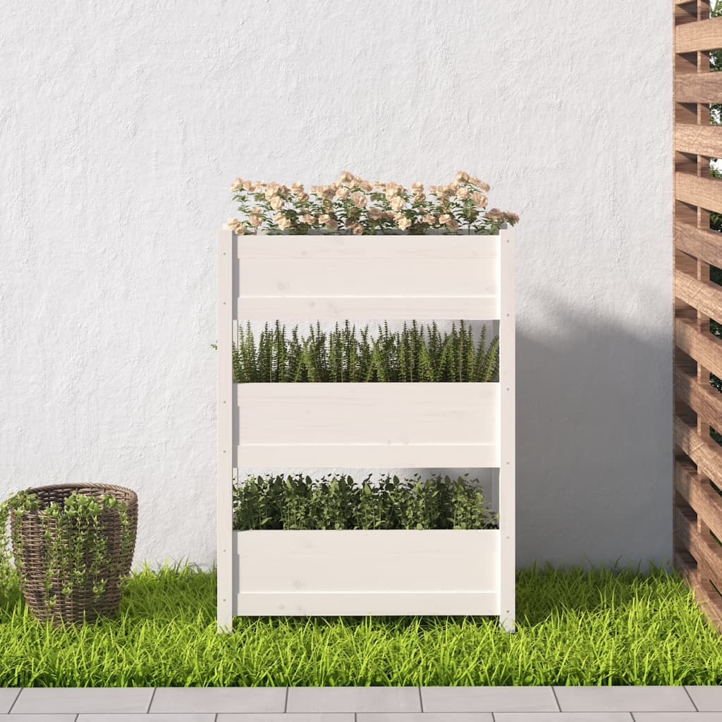 Vidaxx Pflanzgefäß 77x25x104,5 cm massives Kiefernholz weiß