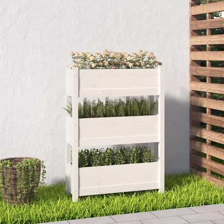 Vidaxx Pflanzgefäß 77x25x104,5 cm massives Kiefernholz weiß