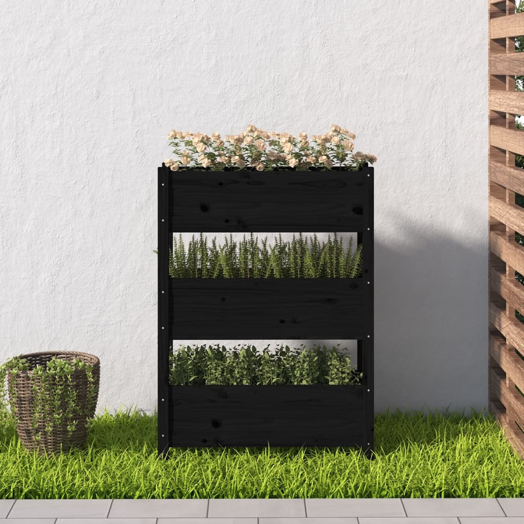 Vidaxx Pflanzgefäß 77x25x104,5 cm massives Kiefernholz schwarz