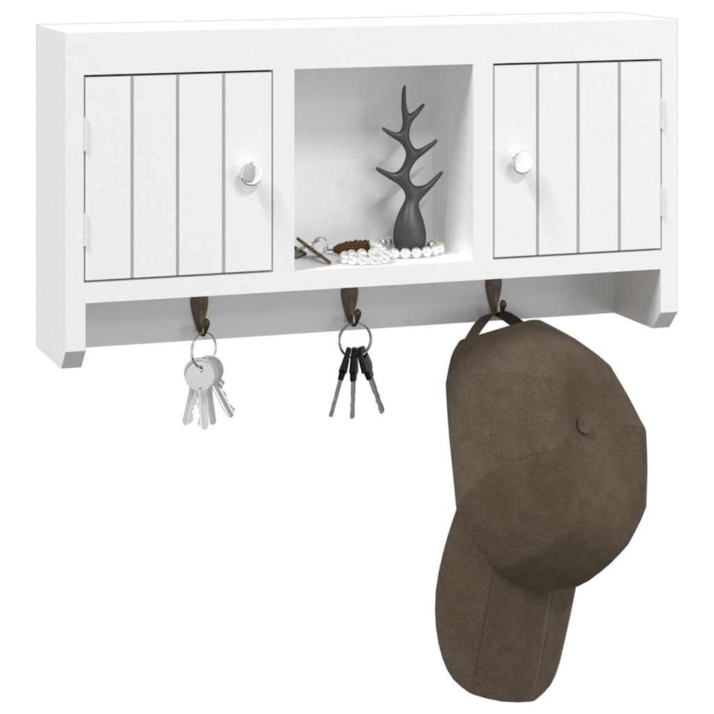 Vidaxl sleutelkastje 40x8,5x20 cm bewerkt hout en staal wit