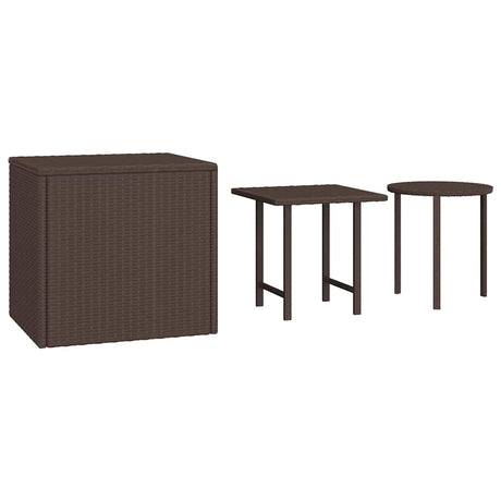 Vidaxl bijzettafels 3 st poly rattan bruin