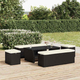 Vidaxl hocker met kussen 40x30x40 cm poly rattan zwart