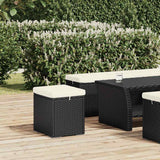Vidaxl hocker met kussen 40x30x40 cm poly rattan zwart
