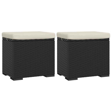 Vidaxl hockers met kussens 2 st 40x30x40 cm poly rattan zwart