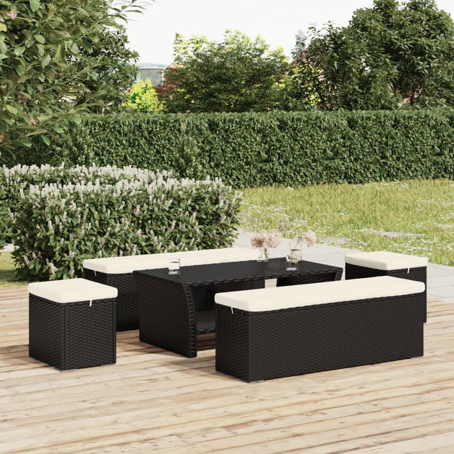 Vidaxl hockers met kussens 2 st 40x30x40 cm poly rattan zwart
