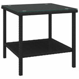 Vidaxl bijzettafel 45x45x45 cm poly rattan en gehard glas zwart