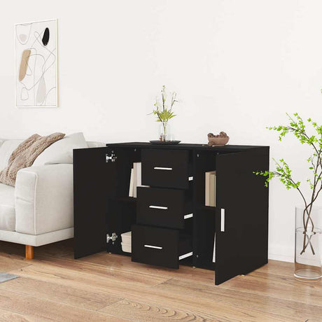 Vidaxl dressoir 91x29,5x65 cm bewerkt hout zwart