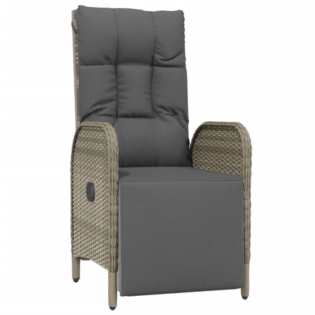 Vidaxl tuinstoelen 2 st verstelbaar met kussens poly rattan grijs