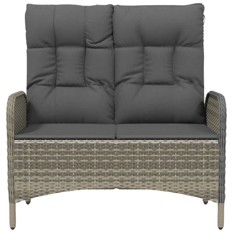 Vidaxl tuinbank verstelbaar met kussens 107 cm poly rattan grijs