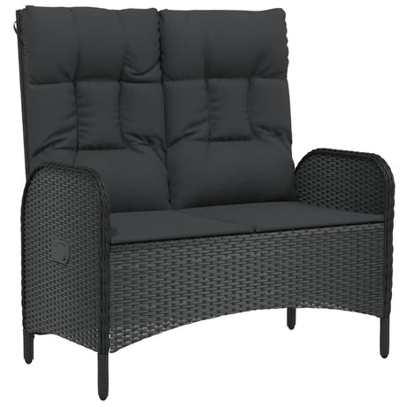 Vidaxl tuinbank verstelbaar met kussens 107 cm poly rattan zwart