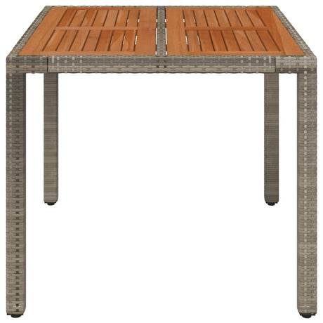 Vidaxl tuintafel met houten blad 90x90x75 cm poly rattan grijs