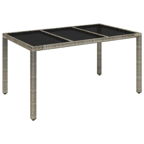 Vidaxl tuintafel met glazen blad 150x90x75 cm poly rattan grijs