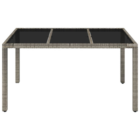 Vidaxl tuintafel met glazen blad 150x90x75 cm poly rattan grijs