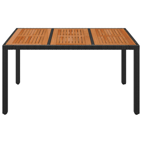 Vidaxl tuintafel met houten blad 150x90x75 cm poly rattan zwart