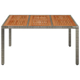 Vidaxl tuintafel met houten blad 150x90x75 cm poly rattan grijs