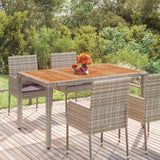 Vidaxl tuintafel met houten blad 150x90x75 cm poly rattan grijs