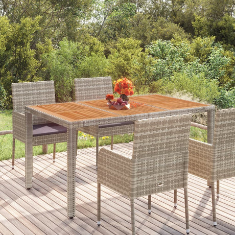 Vidaxl tuintafel met houten blad 150x90x75 cm poly rattan grijs