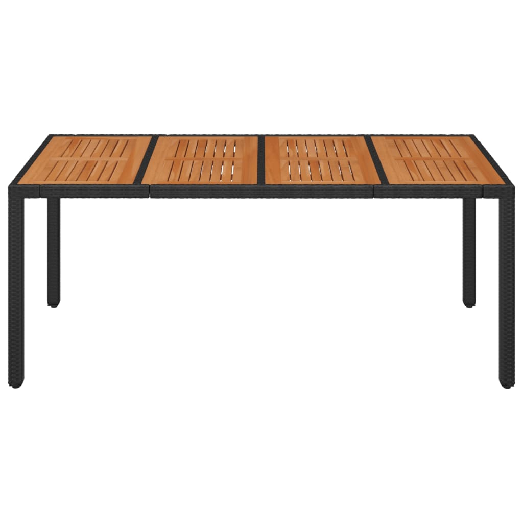 Vidaxl tuintafel met houten blad 190x90x75 cm poly rattan zwart