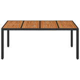 Vidaxl tuintafel met houten blad 190x90x75 cm poly rattan zwart