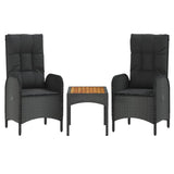 Vidaxl 3-delige loungeset met kussens poly rattan zwart