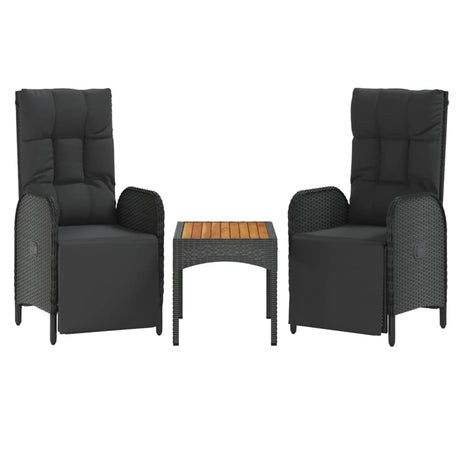 Vidaxl tuinstoelen 2 st verstelbaar met tafel poly rattan zwart